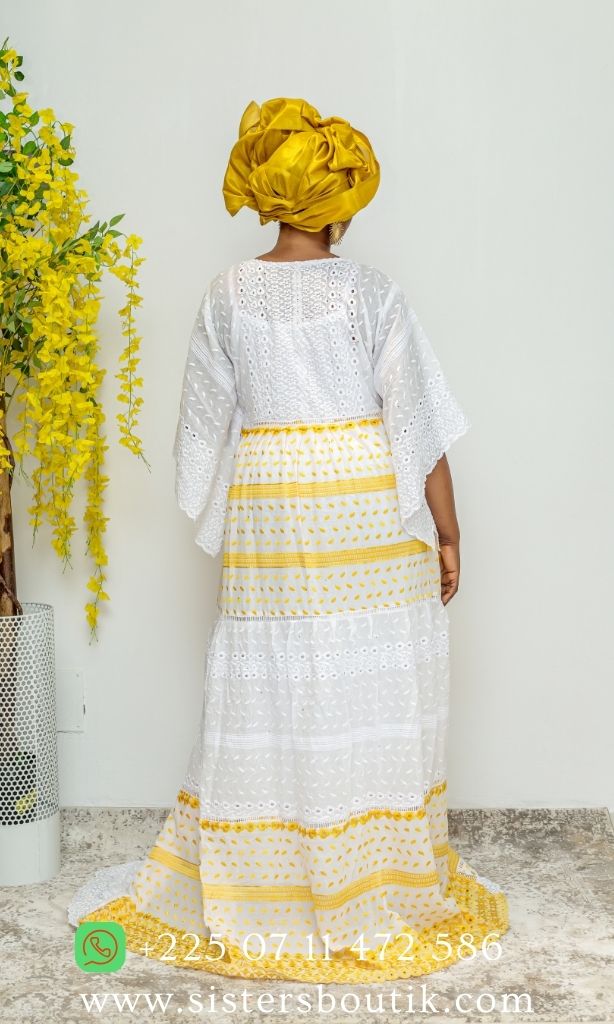 Robe en dentelle RD001 blanc jaune