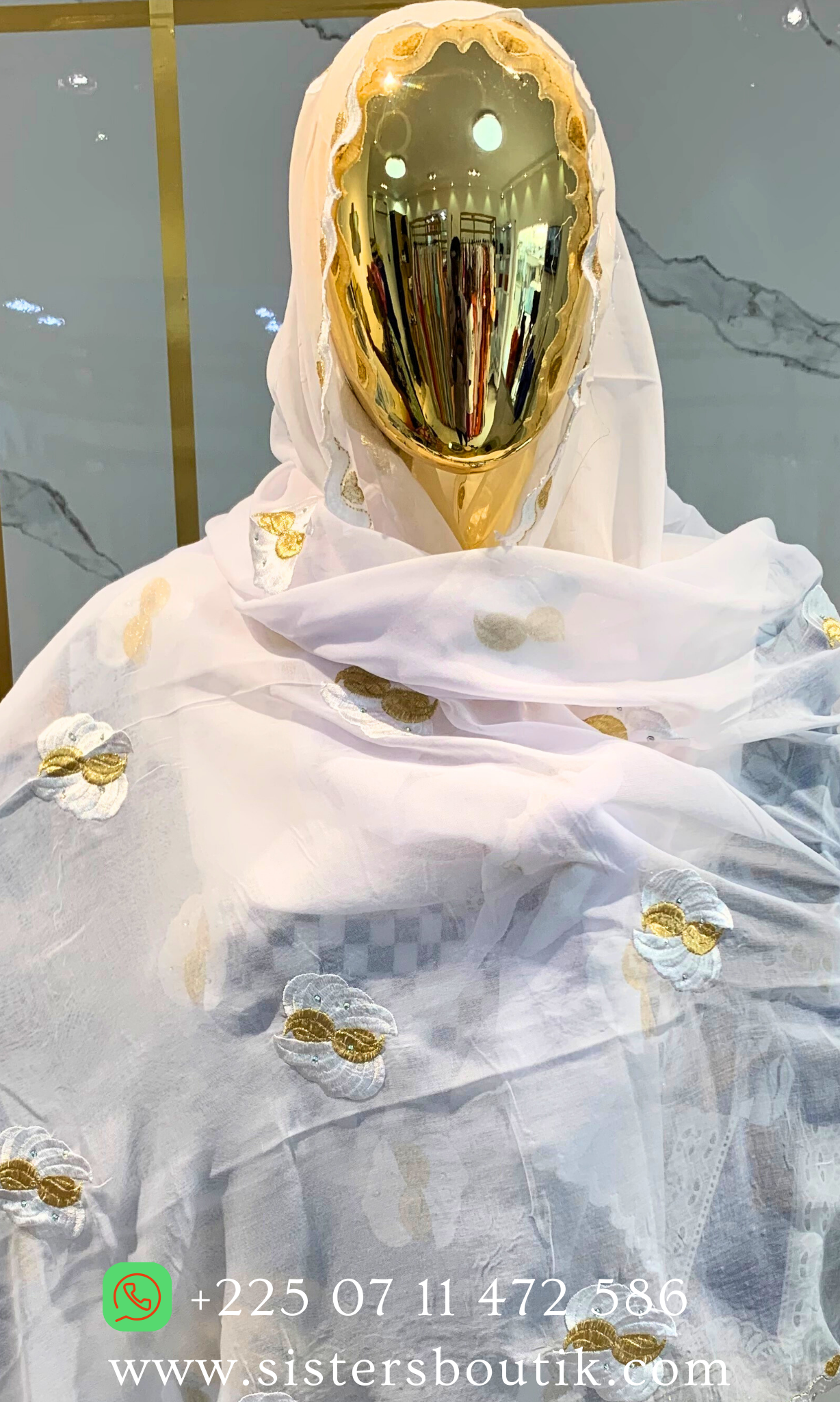 Voile de prière brodé VIP Blanc 001