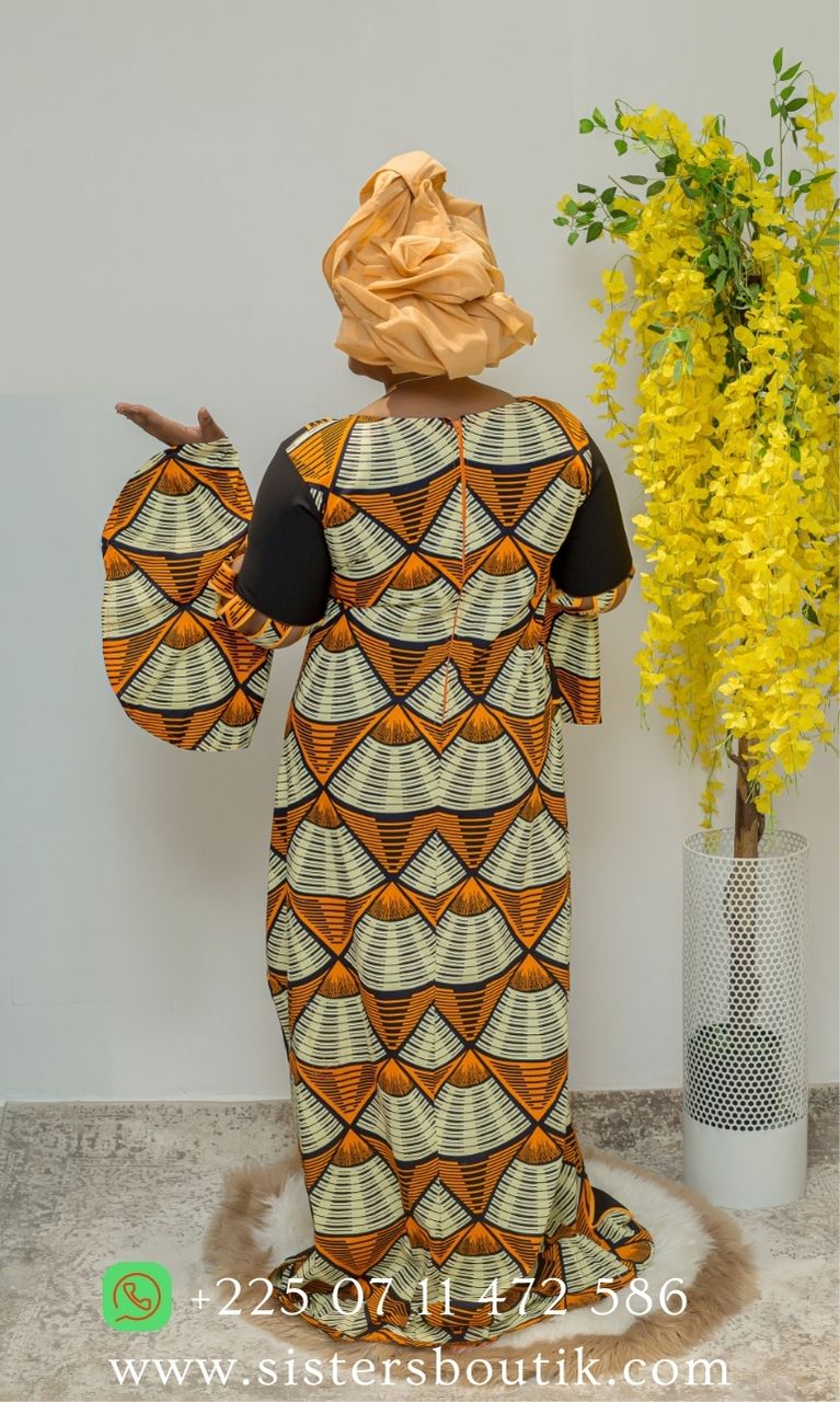 Robe en pagne Hollantex avec motifs géométriques - 013