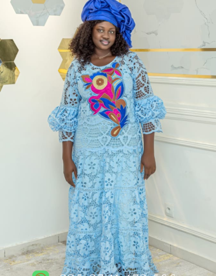 Robe brodée en dentelle VIP RD041 - Bleu