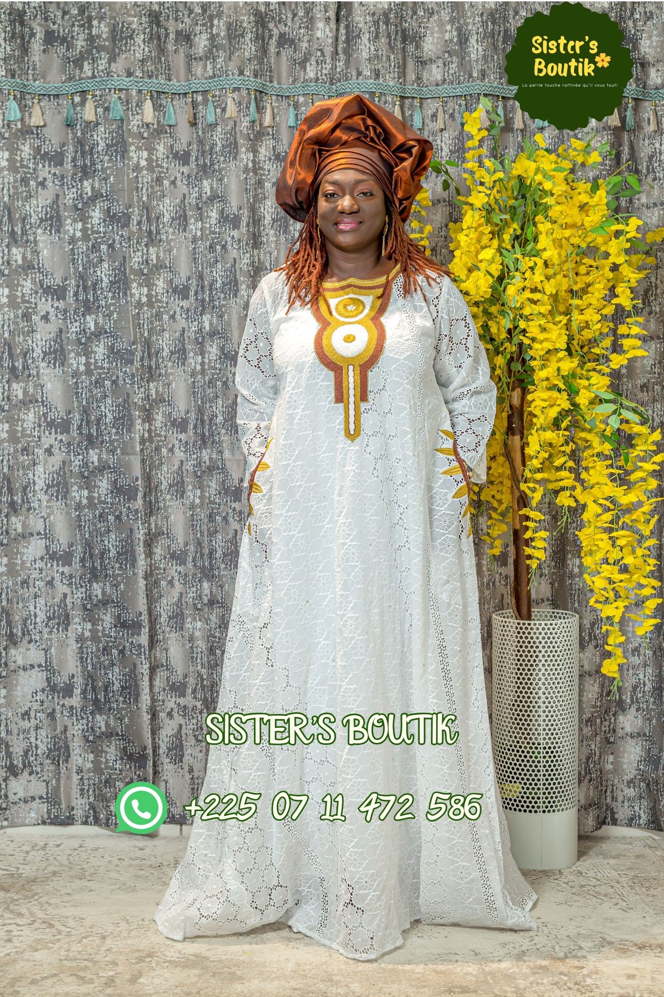 Robe brodée en dentelle VIP RD051 - Blanc